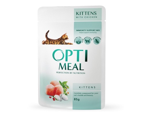 Вологий корм для кішок Optimeal для кошенят зі смаком курки 85 г (4820083905452)
