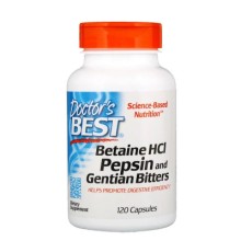 Пробіотики Doctor's Best Бетаїн HCL та Пепсин, Betaine HCL & Pepsin, 120 капсул (DRB-00163)