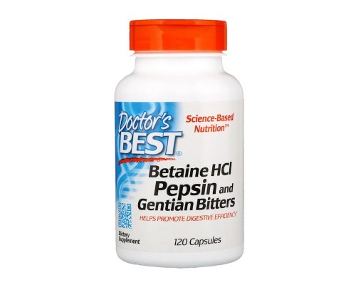 Пробіотики Doctor's Best Бетаїн HCL та Пепсин, Betaine HCL & Pepsin, 120 капсул (DRB-00163) Пробіотики Doctor's Best Бетаїн HCL та Пепсин, Betaine HCL & Pepsin, 120 капсул (DRB-00163)