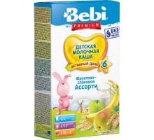 Дитяча каша Bebi Premium молочна Фруктово-злакове асорті +6 міс. 200 г (8606019654313)
