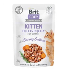 Вологий корм для кішок Brit Care Cat pouch для кошенят 85 г (пікантний лосось у желе) (8595602540594)