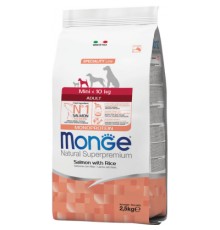 Сухий корм для собак Monge Dog Mini Adult лосось, рис 2.5 кг (8009470011570)