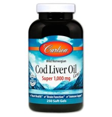 Жирні кислоти Carlson Жир із Печені Норвезької Тріски, 1000 мг, Cod Liver Oil, 250 (CAR-01302)
