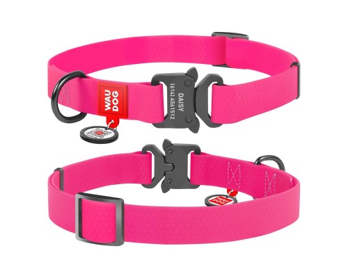 Нашийник для тварин WAUDOG Waterproof з QR паспортом M Ш 20 мм Д 24-40 см(рожевий) (27937)