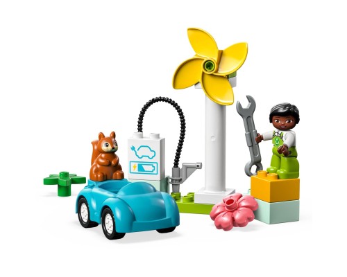 Конструктор LEGO DUPLO Town Вітрова турбіна та електромобіль 16 деталей (10985)