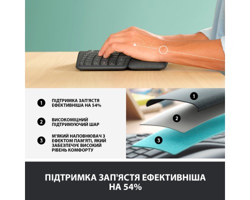 Клавіатура Logitech ERGO K860 for Business Bluetooth/Wireless UA Black (920-010352)
