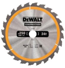 Диск пильний DeWALT СONSTRUCTION , 250 х 30 мм, 24 z, АТВ, 10 градусів, (DT1956)