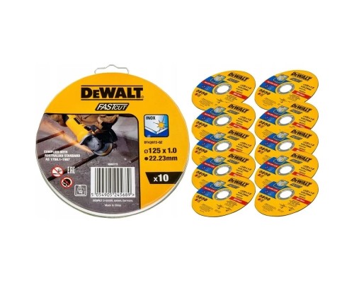 Круг відрізний DeWALT HIGH PERFOR, нержавіюча сталь/листовий метал,125x1.0x22,23 мм, 10 шт (DT43972)