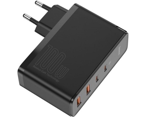 Зарядний пристрій Baseus 2xUSB 100W GaN (2xUSB-C+2xUSB-A) black (CCGAN2P-L01)