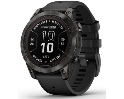 Смарт-годинник Garmin fenix 7 Pro Saph Solar, Crbn Gry DLC Ti w/Black Band, GPS (010-02777-11)