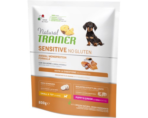 Сухий корм для собак Trainer Natural Dog Sensitive Puppy&Junior Mini With Salmon 800 г (8015699252106)