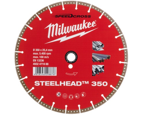 Круг відрізний Milwaukee алмазний Steelhead 350, 350мм, по металу (4932471988)