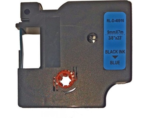 Стрічка для принтера етикеток UKRMARK D-40916P, 9мм х 7м, чорним на синьому, сумісна з DYMO D1 S0720710 (900474)
