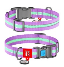 Нашийник для тварин WAUDOG Nylon з QR паспортом пластиковий фастекс Ш 20 мм Д 28-40 см фіолетовий (45639)