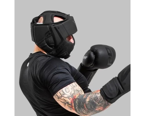Боксерський шолом RDX T15 Noir Cheek Protector Matte Black XL (HGR-T15MB-XL)