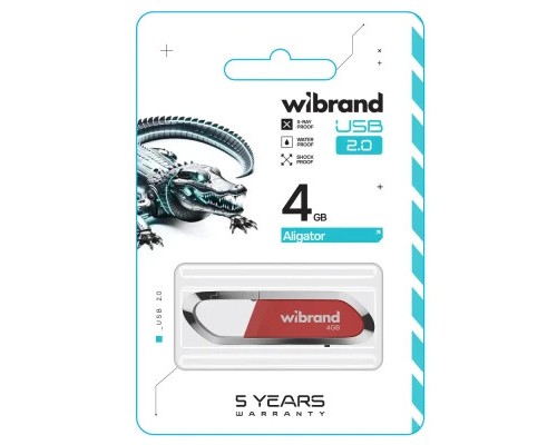 USB флеш накопичувач Wibrand 4GB Aligator Red USB 2.0 (WI2.0/AL4U7DR) 