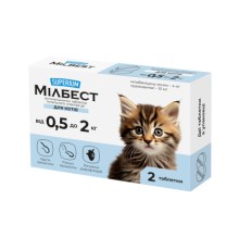Таблетки для тварин Superium Мілбест Антигельмінтні тотального спектра дії для котів 0.5-2 кг 2 табл. (9169)