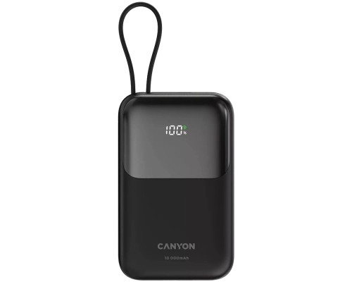 Батарея універсальна Canyon 10000mAh OnPower 101 PD/22.5W built-in cable Black (CNS-CPB101BK)