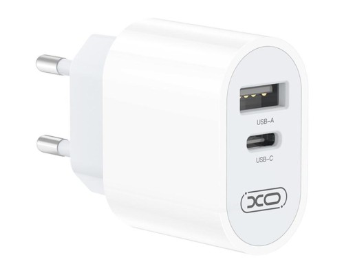 Зарядний пристрій XO L97 (1Type-C/1USB/2.4A) + USB - MicroUSB White (XO-L97-MC)
