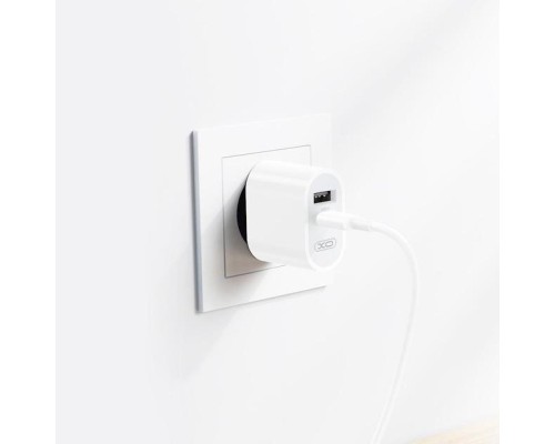 Зарядний пристрій XO L97 (1Type-C/1USB/2.4A) + USB - MicroUSB White (XO-L97-MC)