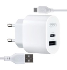 Зарядний пристрій XO L97 (1Type-C/1USB/2.4A) + USB - MicroUSB White (XO-L97-MC)