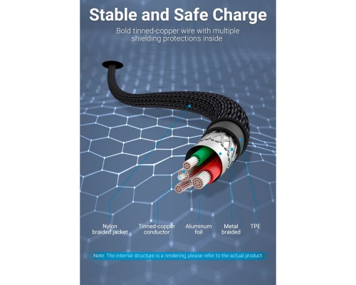 Дата кабель USB 2.0 AM to Lightning 2.0m 2.4A Aluminum Alloy Purple Vention (LABVH)