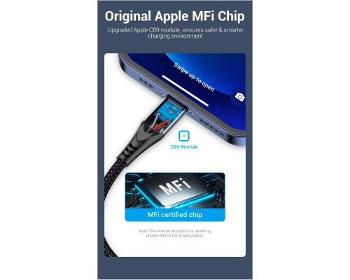 Дата кабель USB 2.0 AM to Lightning 2.0m 2.4A Aluminum Alloy Purple Vention (LABVH)