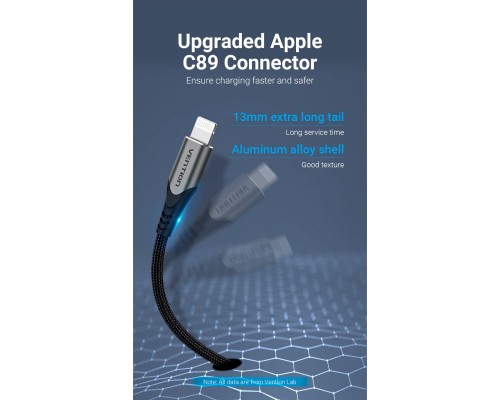 Дата кабель USB 2.0 AM to Lightning 2.0m 2.4A Aluminum Alloy Purple Vention (LABVH)