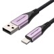 Дата кабель USB 2.0 AM to Lightning 2.0m 2.4A Aluminum Alloy Purple Vention (LABVH)