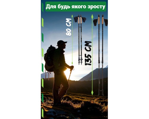 Палиці для скандинавської ходи PowerPlay 9108 Sisu Black/Gold 80-135 см (PP_9108_Sisu)