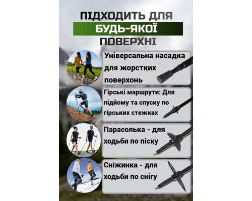 Трекінгові палиці PowerPlay 9109 Fika Black/Yellow 60-135 см (PP_9109_Fika_Bl/Yellow)