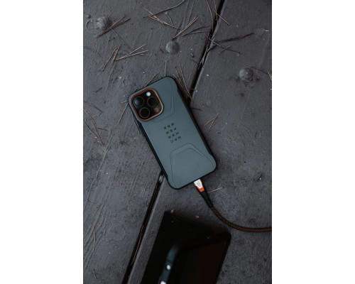 Дата кабель USB-C to USB-C 0.75m v3.2 240W Rugged double braided nylon black+orange UAG (9B4415114097)