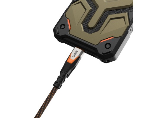 Дата кабель USB-C to USB-C 0.75m v3.2 240W Rugged double braided nylon black+orange UAG (9B4415114097)