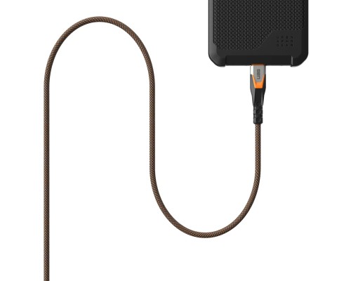 Дата кабель USB-C to USB-C 0.75m v3.2 240W Rugged double braided nylon black+orange UAG (9B4415114097)