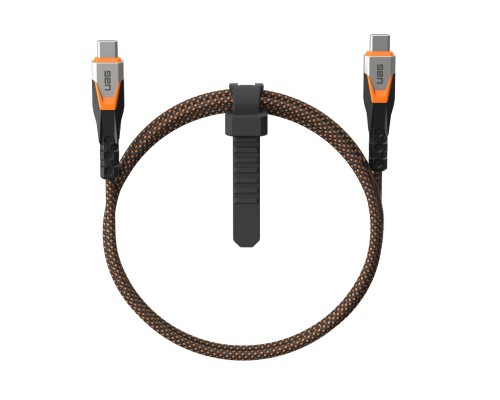 Дата кабель USB-C to USB-C 0.75m v3.2 240W Rugged double braided nylon black+orange UAG (9B4415114097)