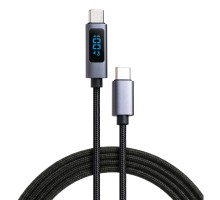 Дата кабель USB-C to USB-C 2.0m 100W LCD Display Nylon Black Vinga (VYDCCC22100D)