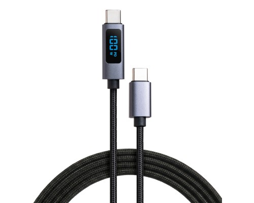 Дата кабель USB-C to USB-C 2.0m 100W LCD Display Nylon Black Vinga (VYDCCC22100D)