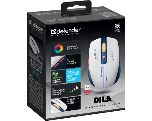 Мишка Defender Dila MM-282 Wireless White/Blue (52282)