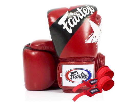 Боксерські рукавички Fairtex BGV1 Nation Print Red 14 унцій (бинти в комплекті) (BGV1_Print_14oz_Red)