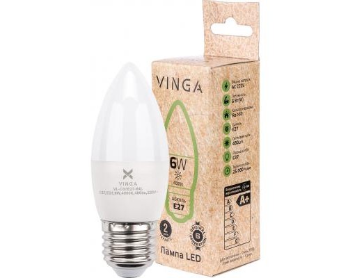 Лампочка Vinga VL-C37E27-64L