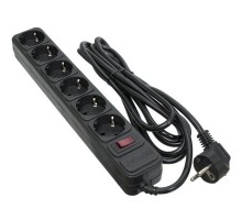 Мережевий фільтр живлення Patron 3.0 m3*1mm2 (SP-1063) 6 розеток BLACK (EXT-PN-SP-1063)