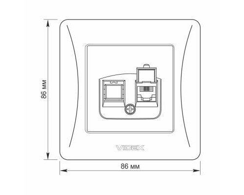 Телефонна розетка Videx BINERA CAT3  черн (VF-BNSK1TF3-BG)