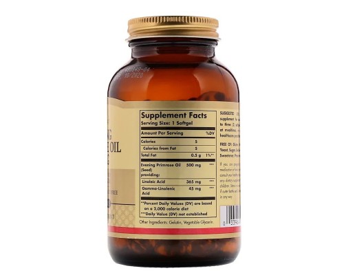 Трави Solgar Масло Примули Вечірньої 500 мг, Evening Primrose Oil, 180 же (SOL-01043)