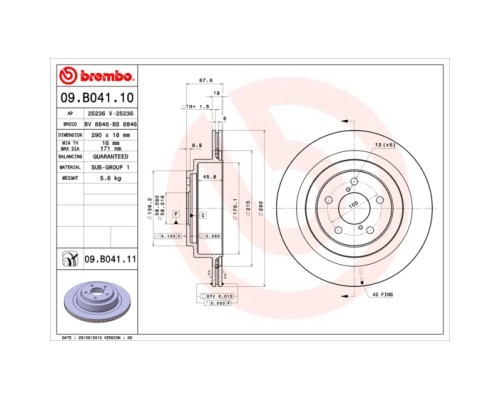 Гальмівний диск Brembo 09.B041.10