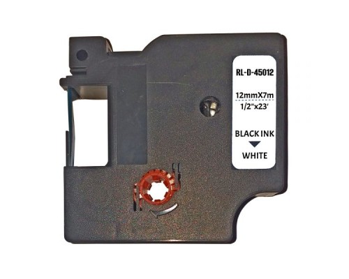 Стрічка для принтера етикеток UKRMARK RL-D-R-46012-BK/WT шовкова стрічка. для DYMO серії D1. 12мм (900308)