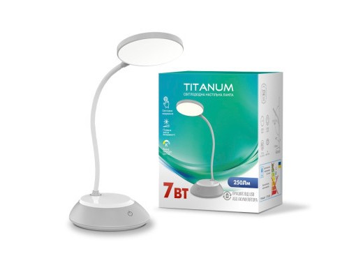 Настільна лампа TITANUM LED DC3 7W 3000-6500K USB сіра (TLTF-022G)