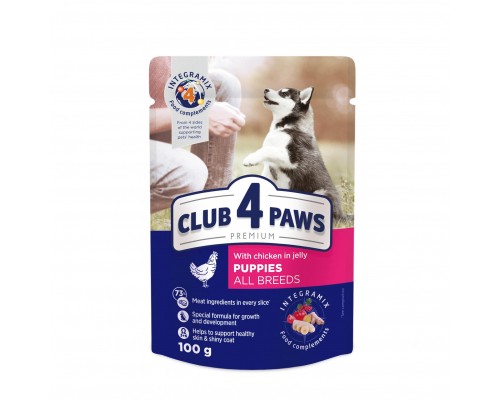 Вологий корм для собак Club 4 Paws для цуценят з куркою в желе 100 г (4820083908897) Вологий корм для собак Club 4 Paws для цуценят з куркою в желе 100 г (4820083908897)