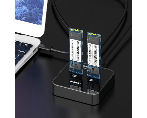 Док-станція для накопичувачів Maiwo 2*NVMe M.2 SSD Key M/B+M USB 3.1 Gen2 Type-C (K3016P)