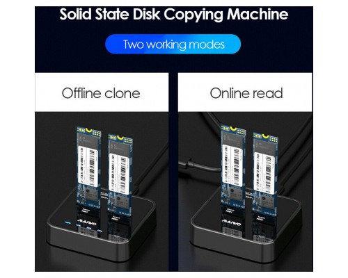 Док-станція для накопичувачів Maiwo 2*NVMe M.2 SSD Key M/B+M USB 3.1 Gen2 Type-C (K3016P)