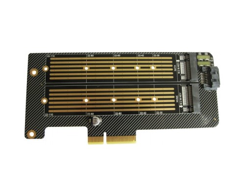 Контролер Dynamode 2х M.2 NVMe M-Key /SATA B-key SSD to PCI-E 3.0 x4/ x8/ x16, (PCI-Ex4- 2xM.2 MB-key)